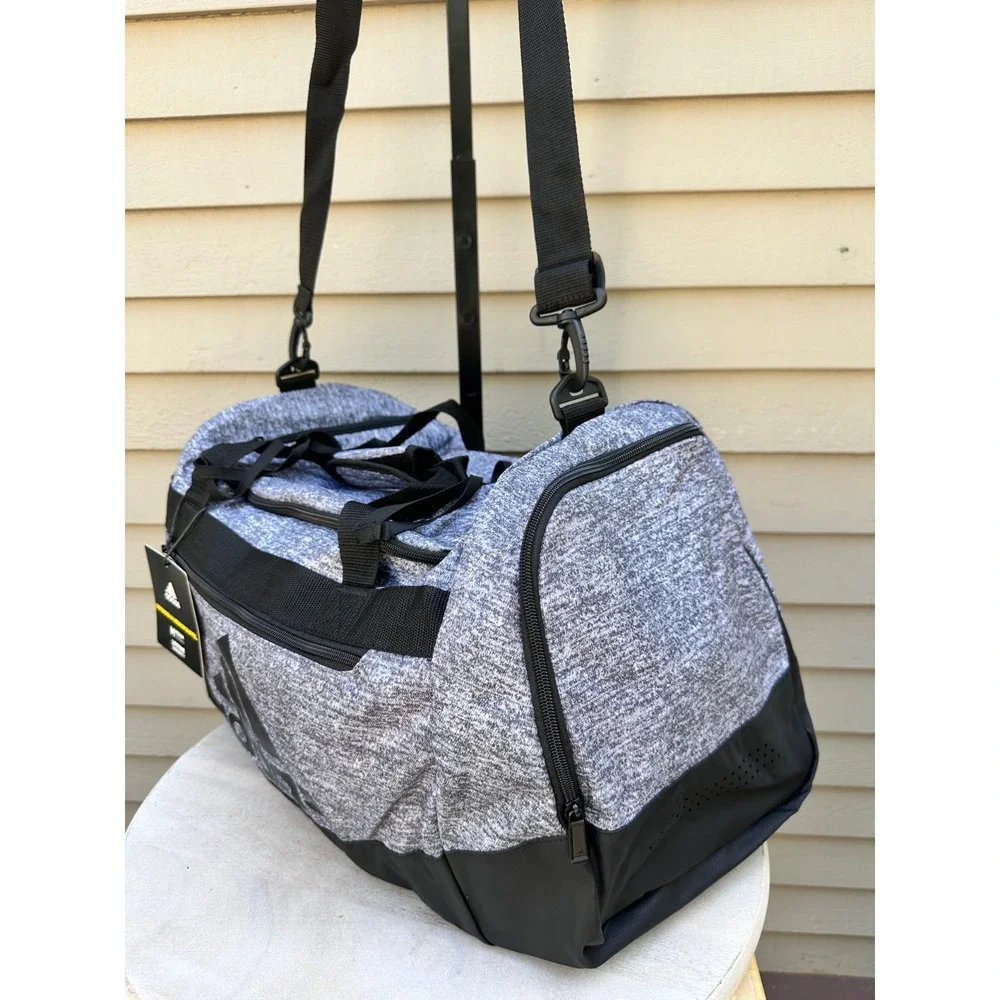 Adidas Defender IV Medium Gym Training Duffel Bag Jersey Onix Grey Padded Handle
